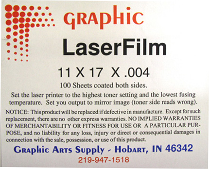 (image for) LF8117 Standard S4 Matte Laser Film 11" X 17" .004 100/box